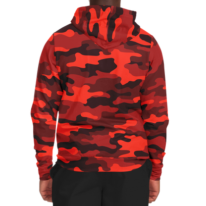 Zip-Up Hoodie | Scarlet Red & Black Camouflage