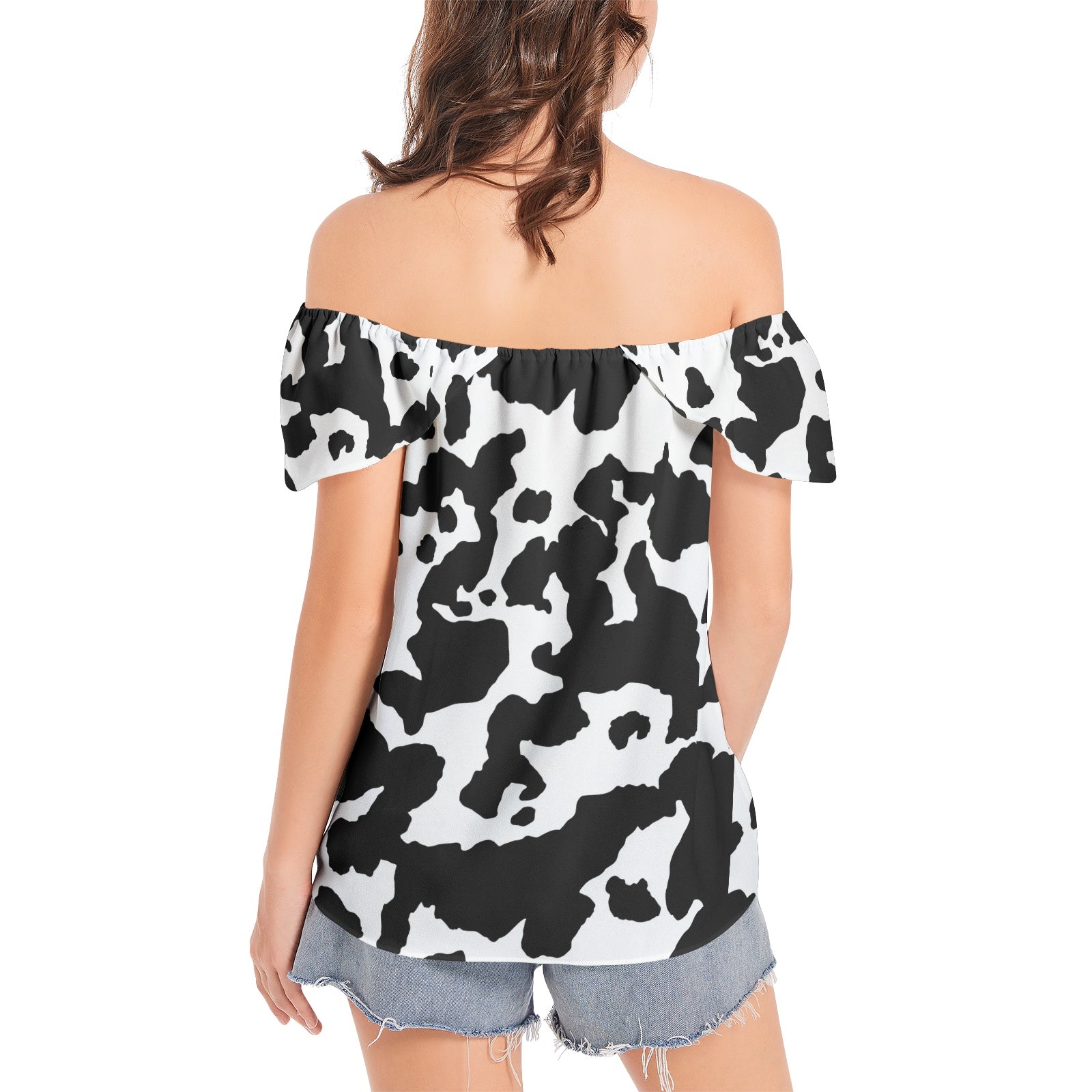 Off The Shoulder Camo Top | Black and White Camouflage