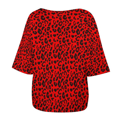 Off The Shoulder Top | Black and Red Leopard Print