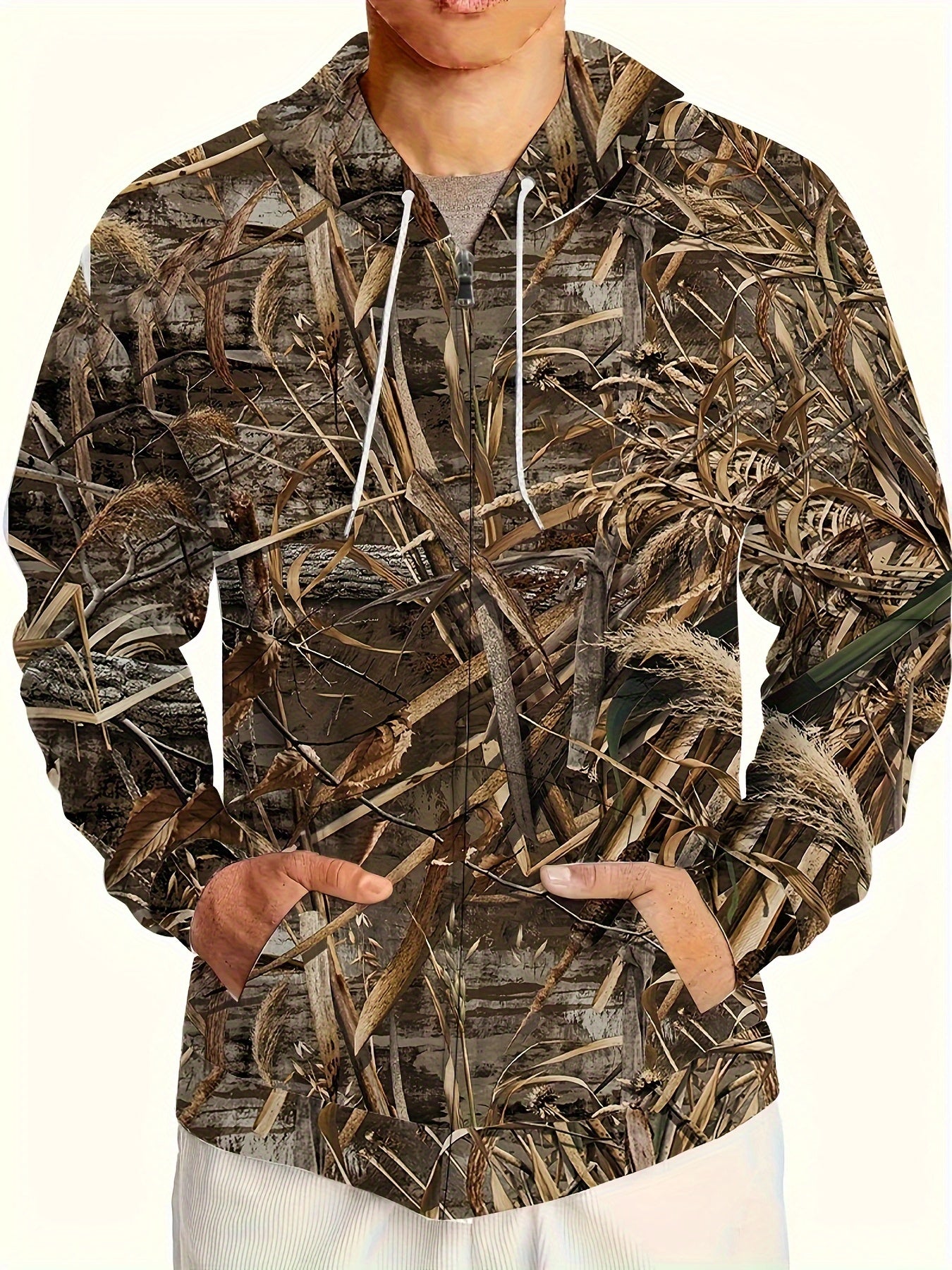 Men's Zip-Up Hoodie with 3D Deadwood Print