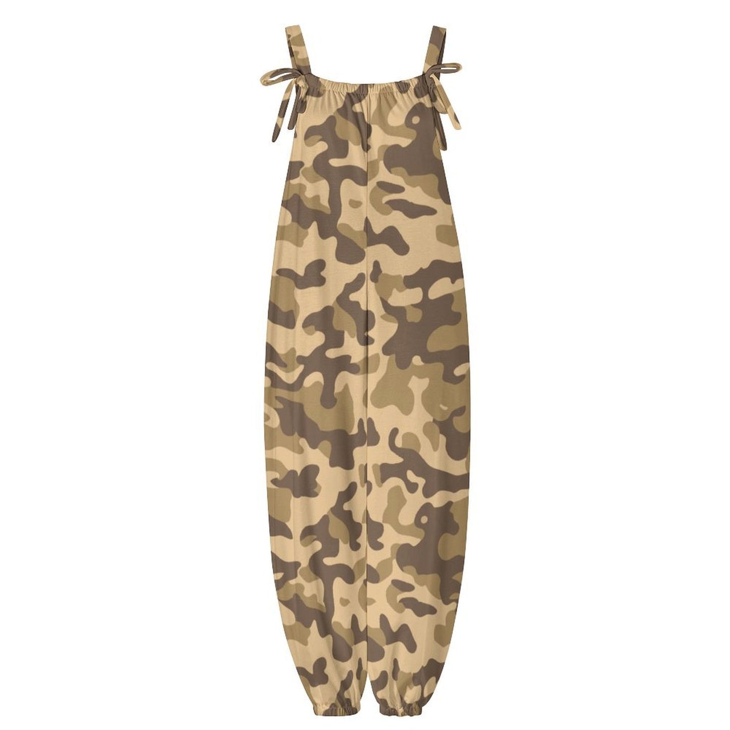 Women's Khaki Camo Jumpsuit | Baggy Overalls, Loose-Fit Romper