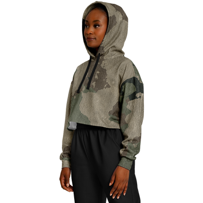 Cropped Hoodie For Women | Dirty Old Brown Camouflage