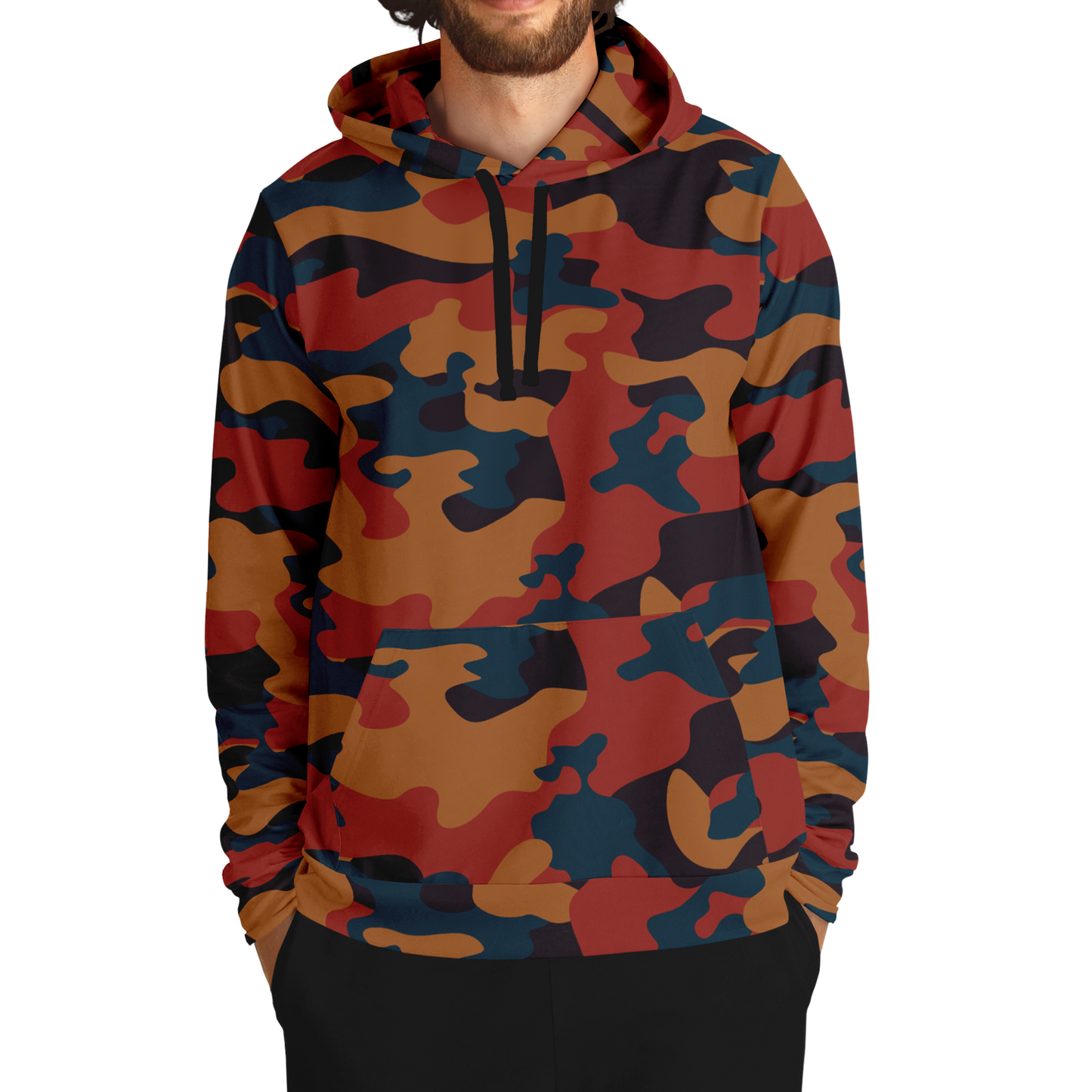 Camo Hoodie | Brown, Prussian Blue and Auburn Camouflage