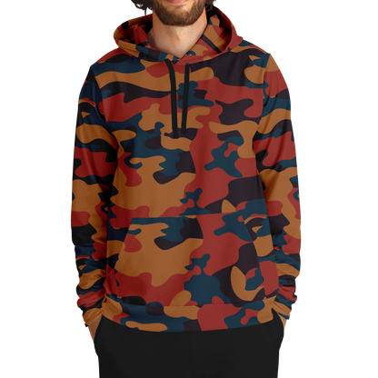 Camo Hoodie | Brown, Prussian Blue and Auburn Camouflage