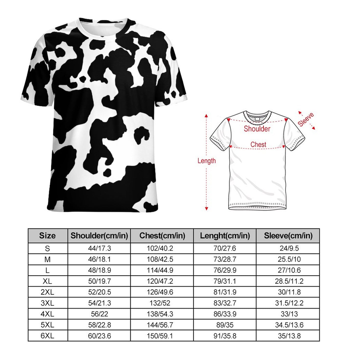 Camo Shirt | Black & White Cow Camouflage T