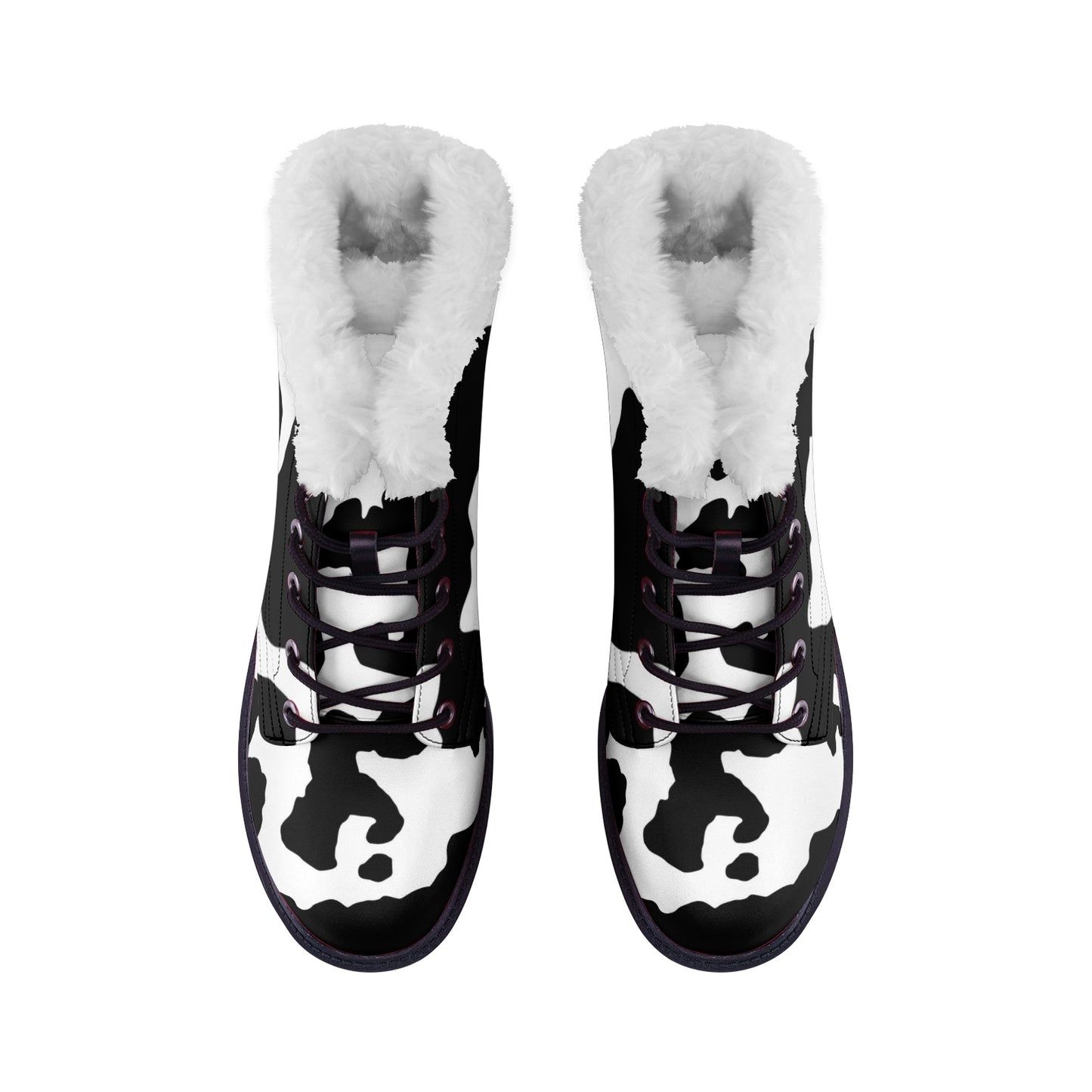 Snow Camo Boots | Black & White Cow Print