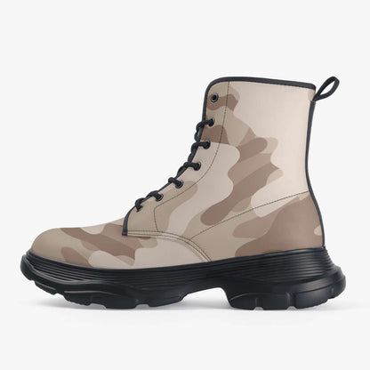 Chunky Boots | Leather in Desert Brown Camouflage