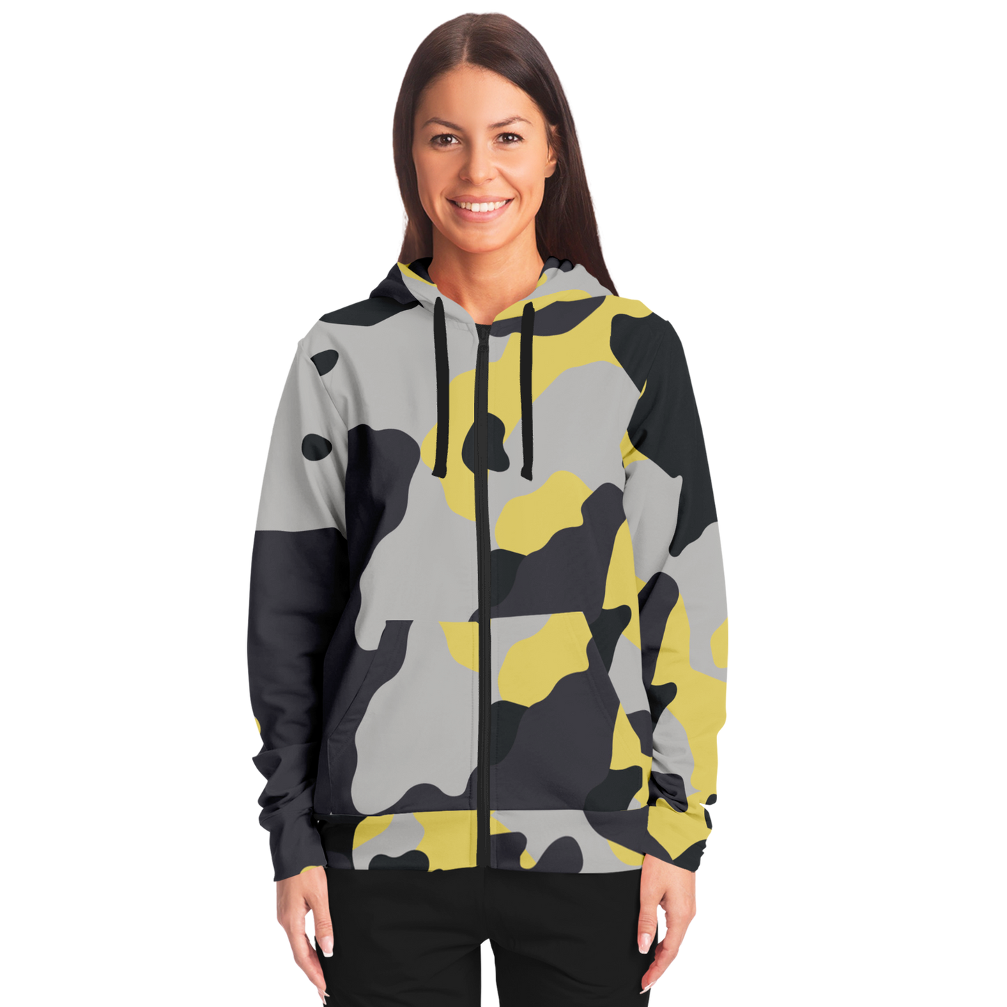 Zip-Up Hoodie | Yellow, Black & Silver Camouflage