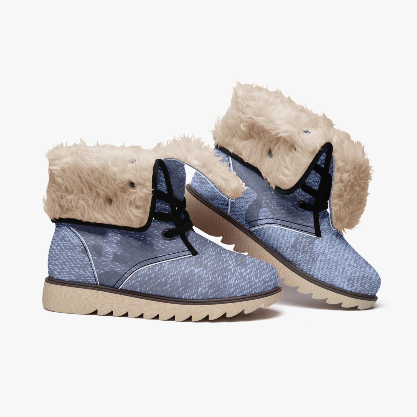 Camo Boots | Denim Blue Cotton-Pad Fur Lining