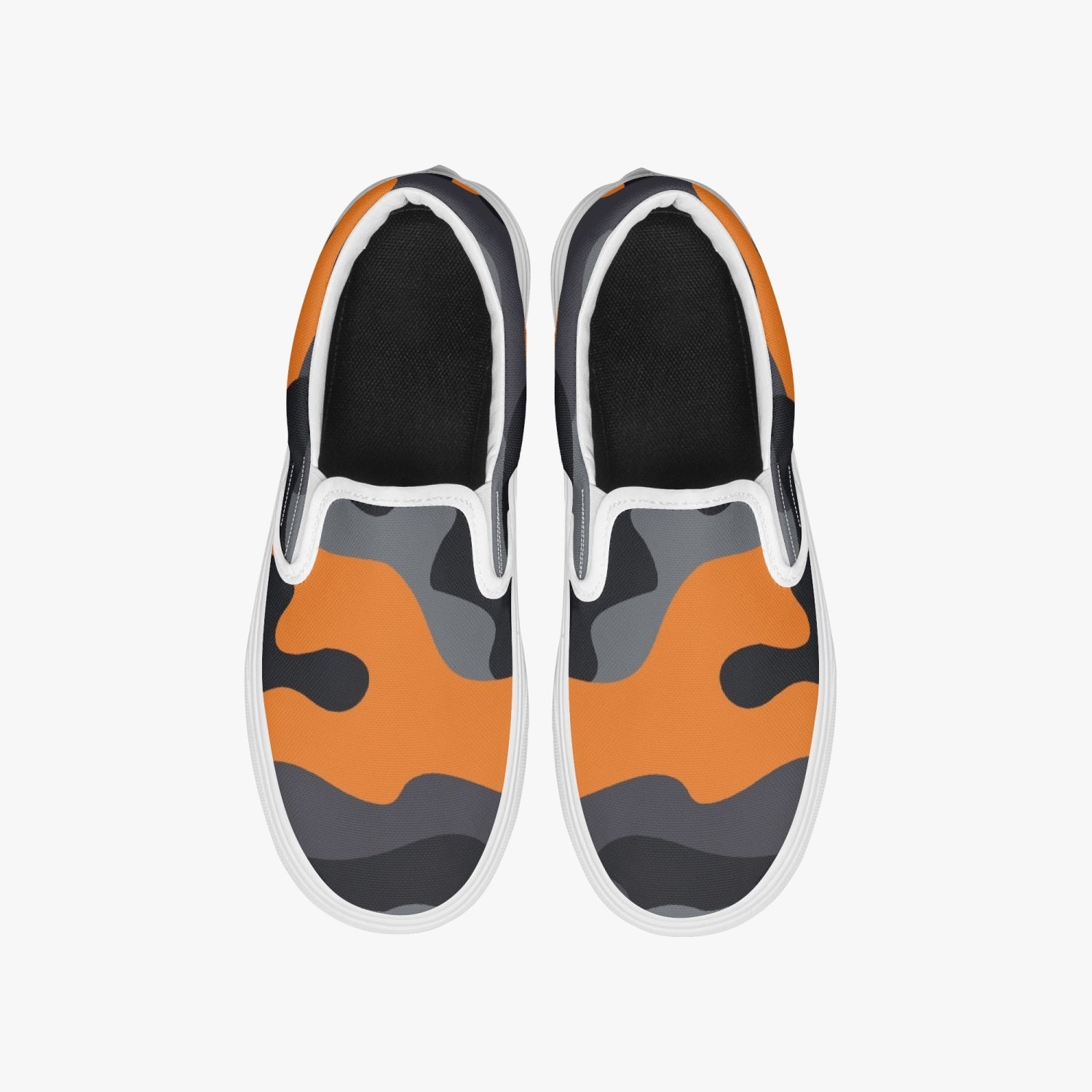 Camo Slip-On Shoes | Orange, Black and Gray Camouflage