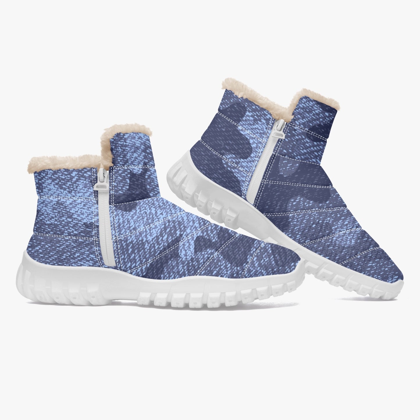 Camo Boots | Cotton-pad Fur Zipper Up | Denim Blue