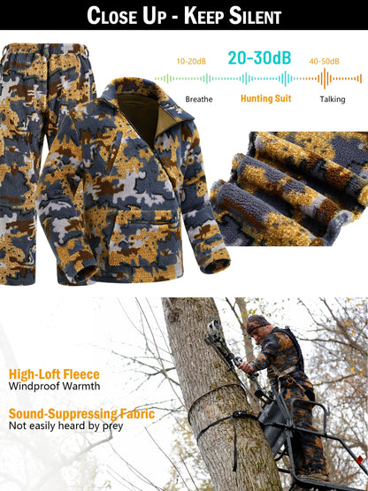 Men's Bow Hunting Suit | Camo Jacket with Zipper & Harness Port