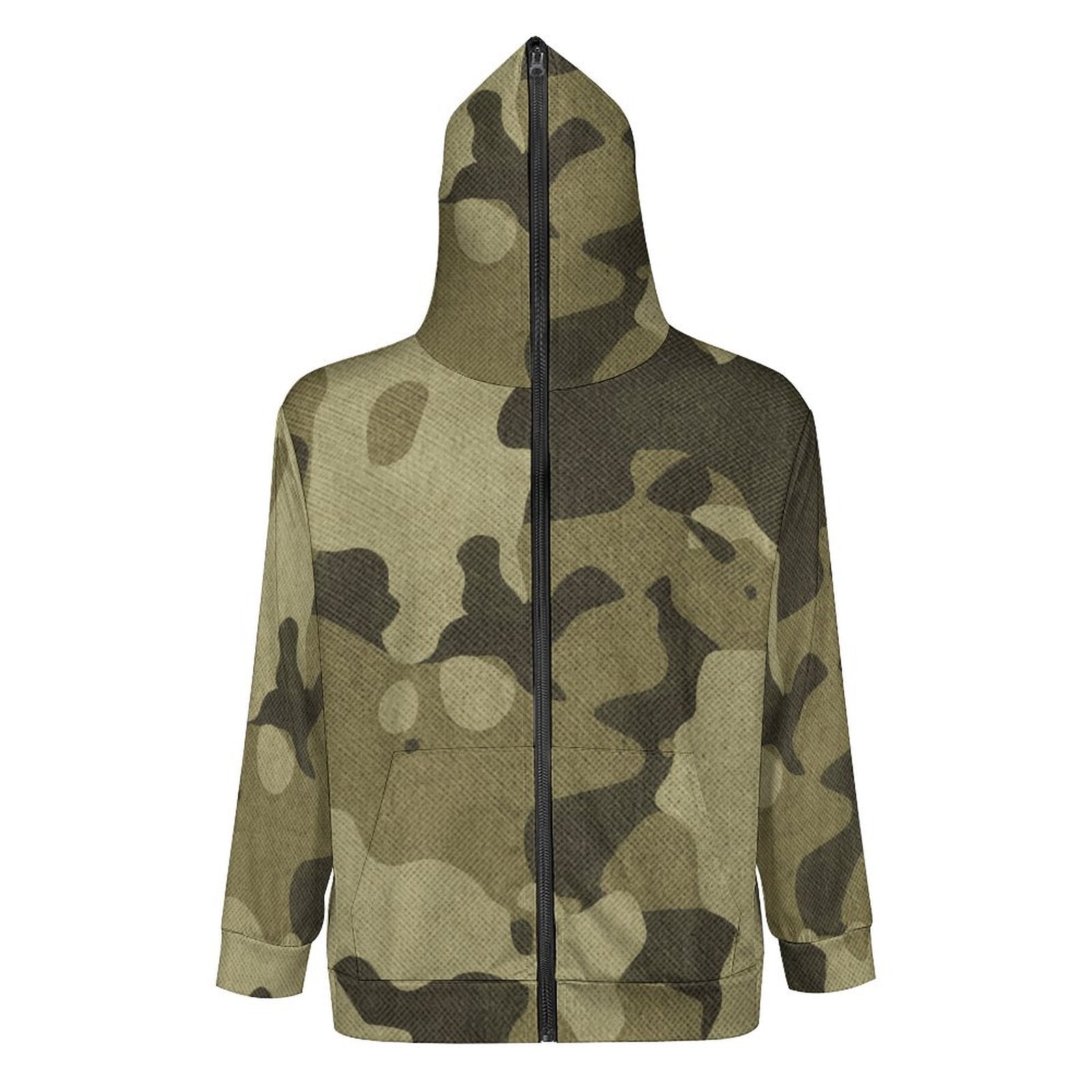 Zip Camo Hoodie | Green Fabric Camouflage