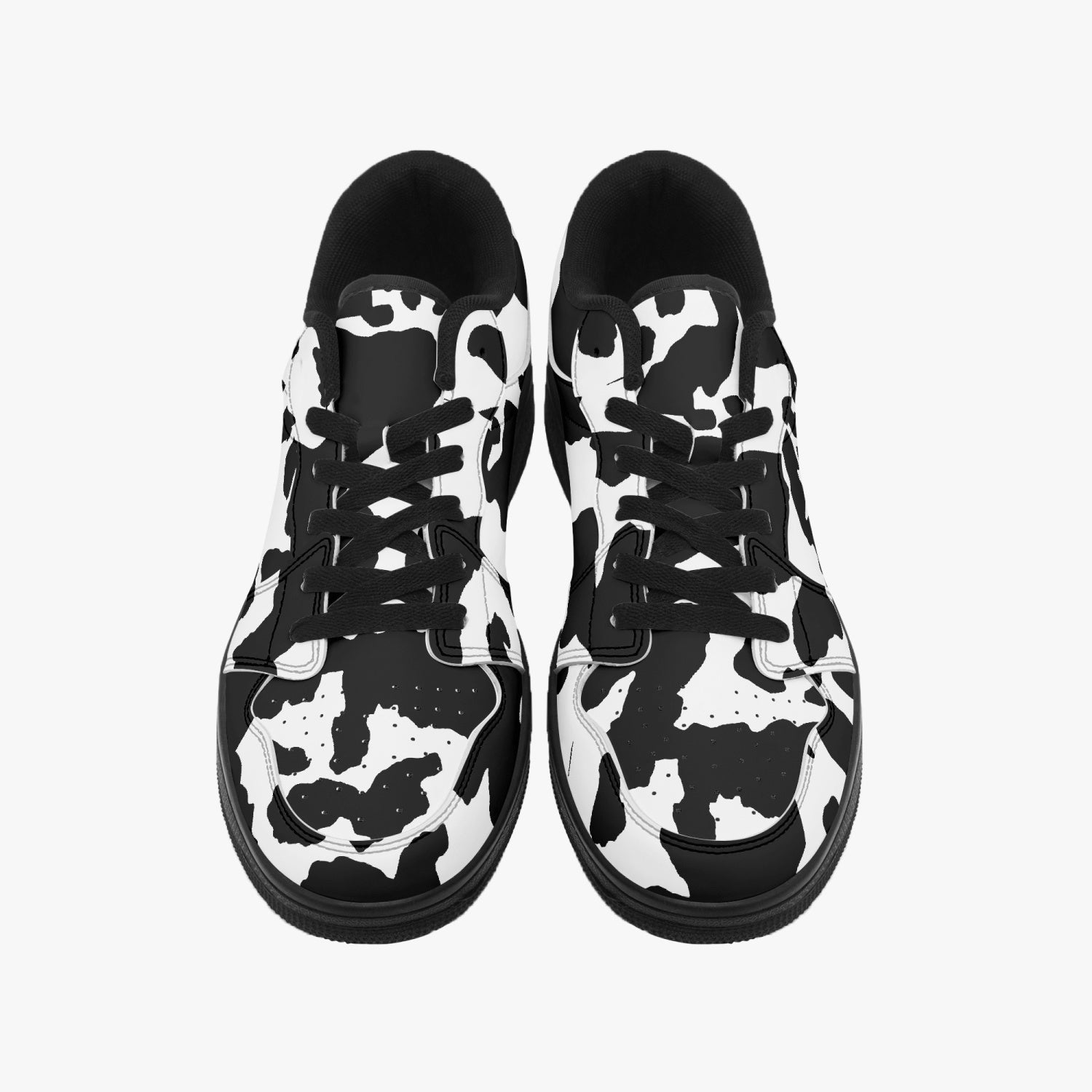 Camo Sneakers | Black and White Low-Top Leather Camouflage