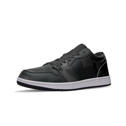 Camo Shoes | Black Low Top Leather Sneakers