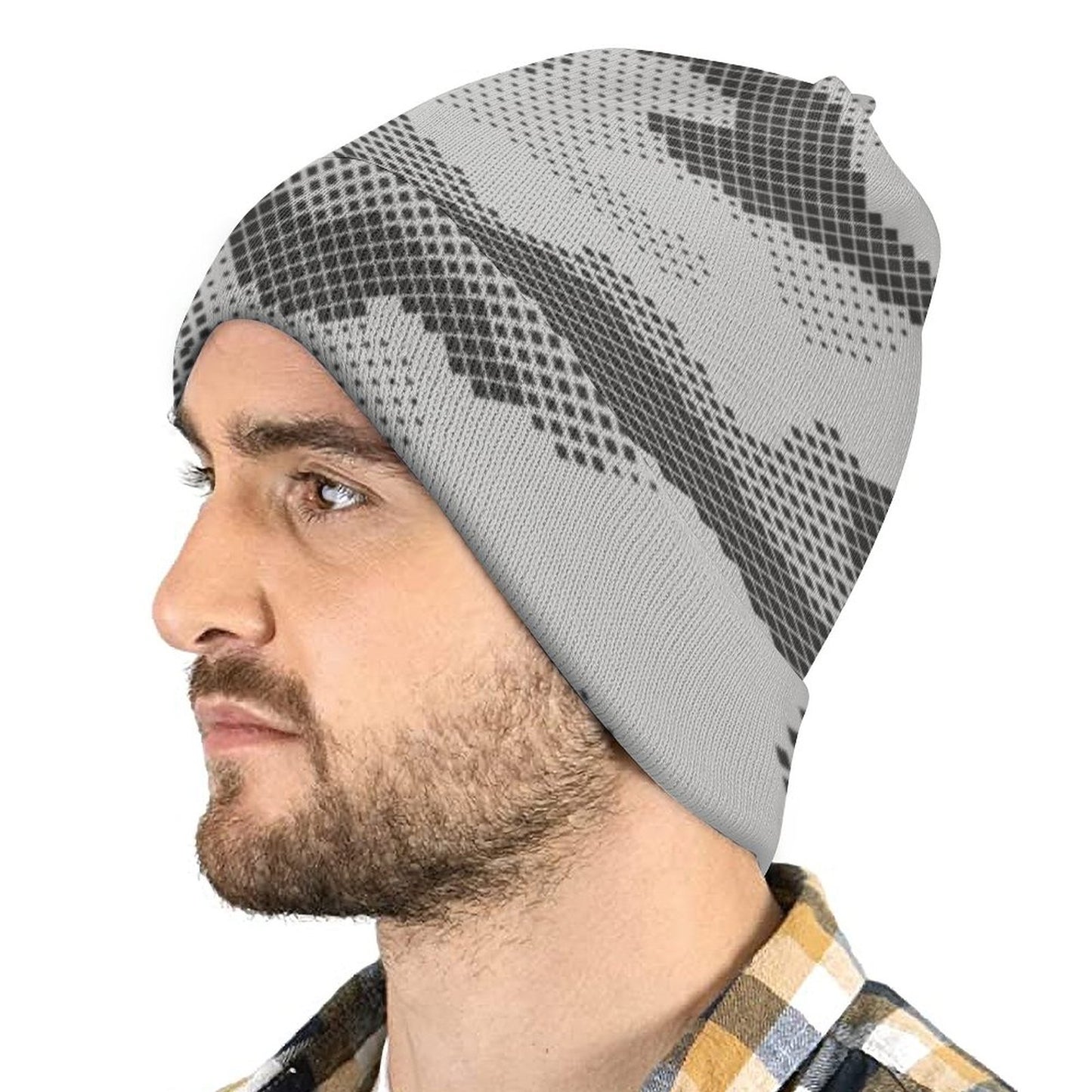 Camo Beanie | Black & White Digital Dotted Camouflage