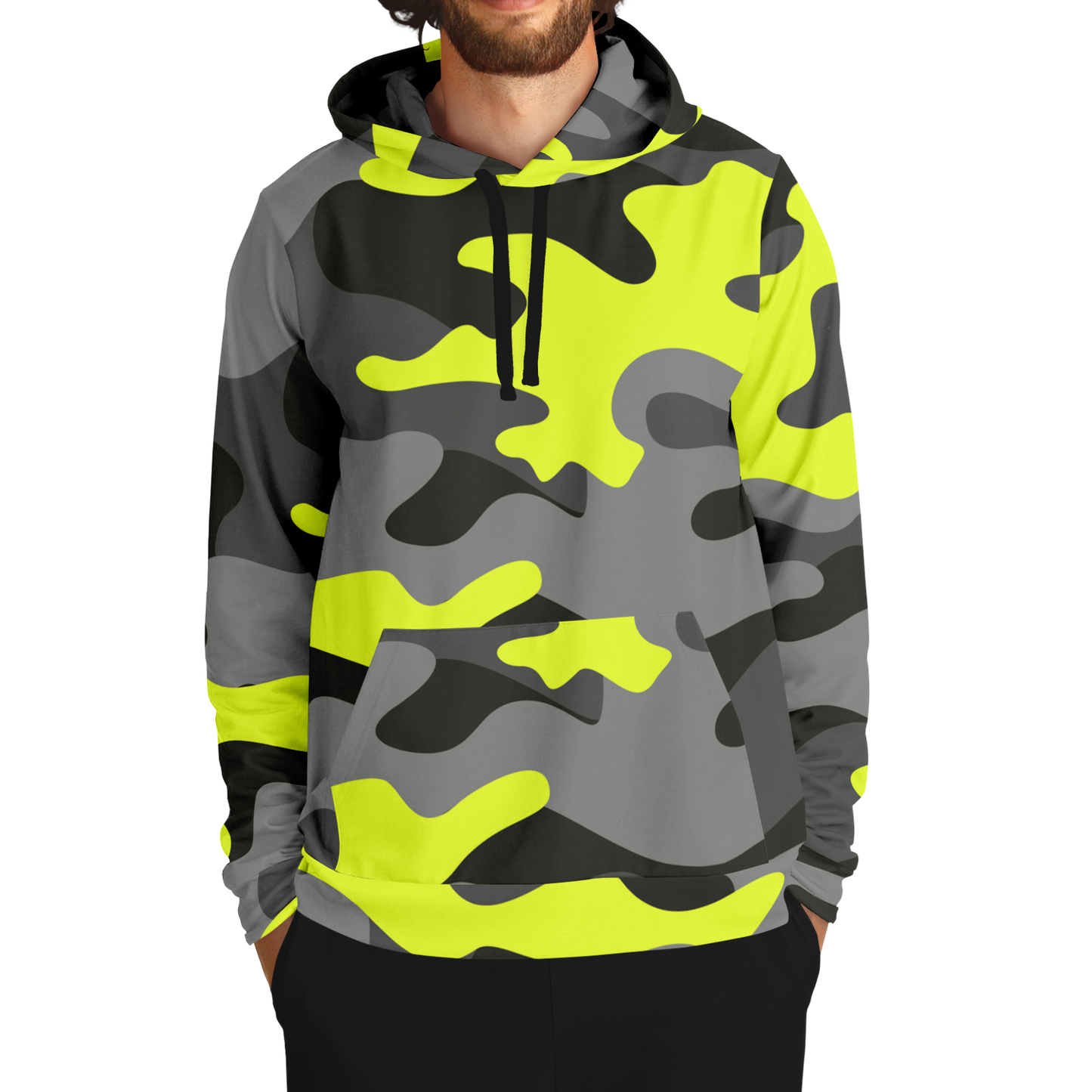 Camo Hoodie | Black, Gray & Yellow Camouflage Pullover