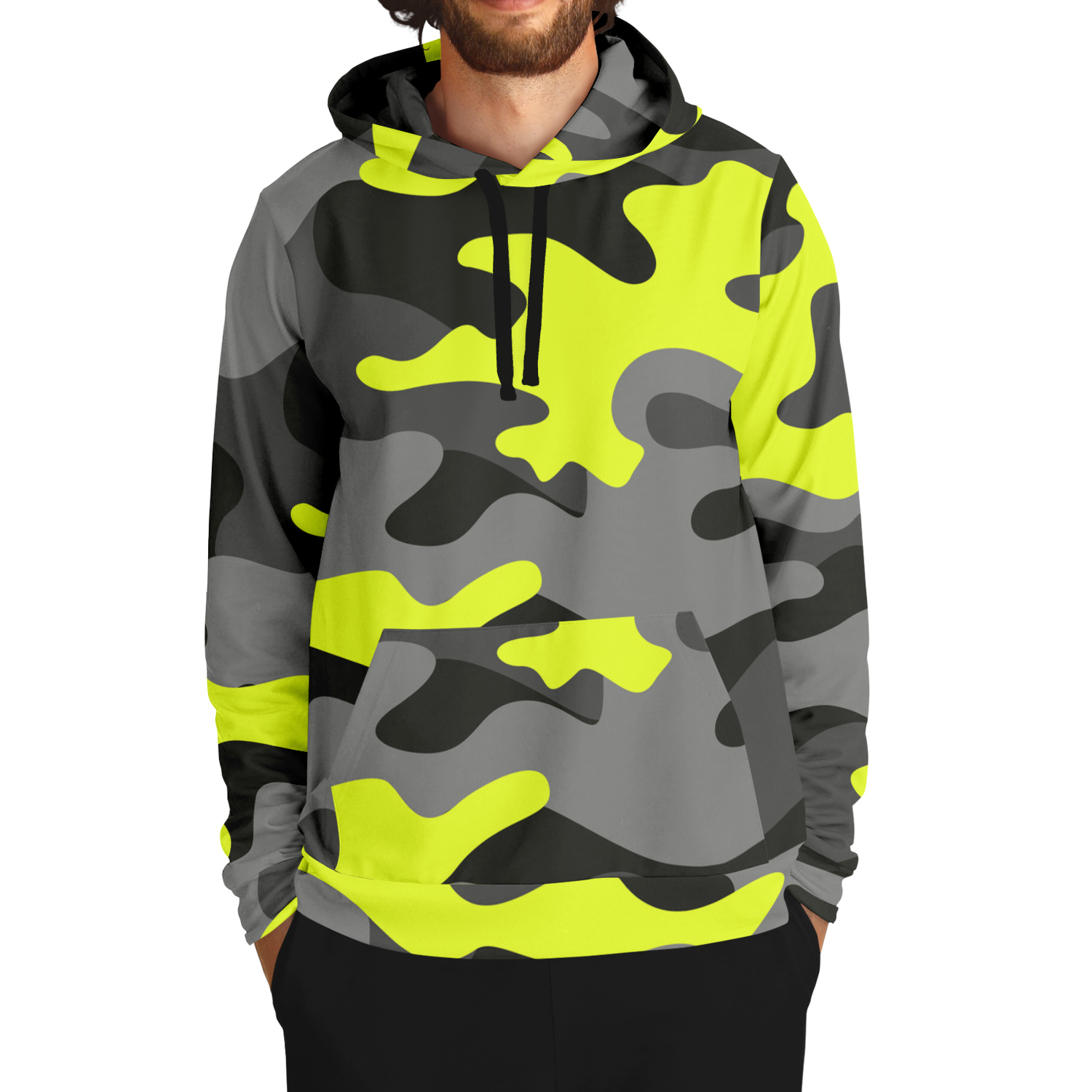 Camo Hoodie | Black, Gray & Yellow Camouflage Pullover