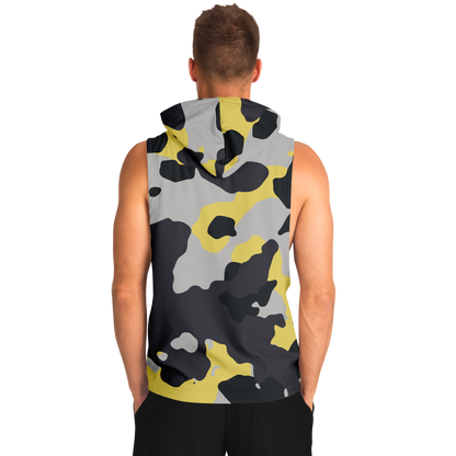 Sleeveless Hoodie | Yellow, Black & Silver Camouflage