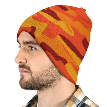 Camo Beanie | Orange & Red Camouflage