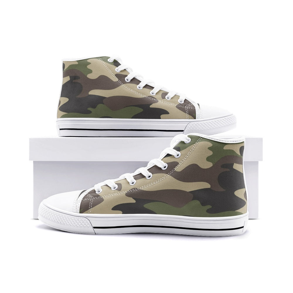 Camo Shoes | HIgh Top Canvas | Classic Green Camouflage