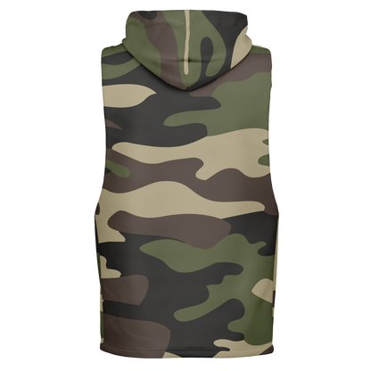 Sleeveless Hoodie | Classic Green Camouflage