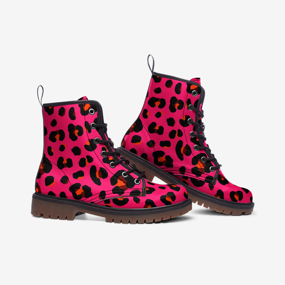 Leopard Boots | Leather | Cerise Pink, Orange and Black