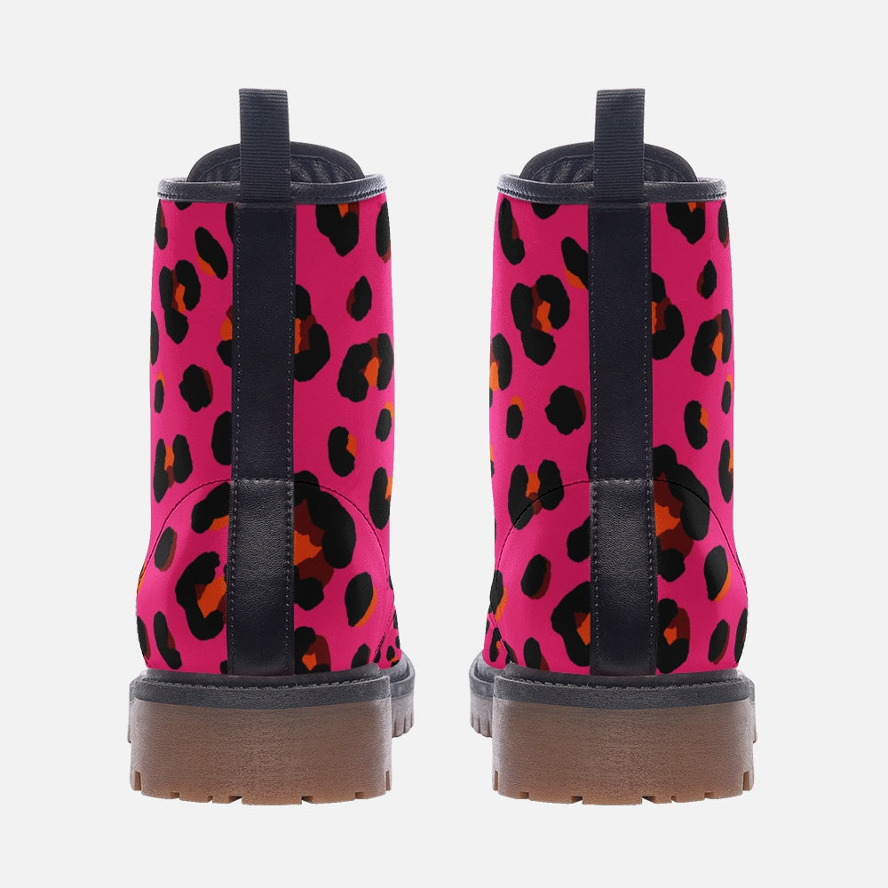 Leopard Boots | Leather | Cerise Pink, Orange and Black