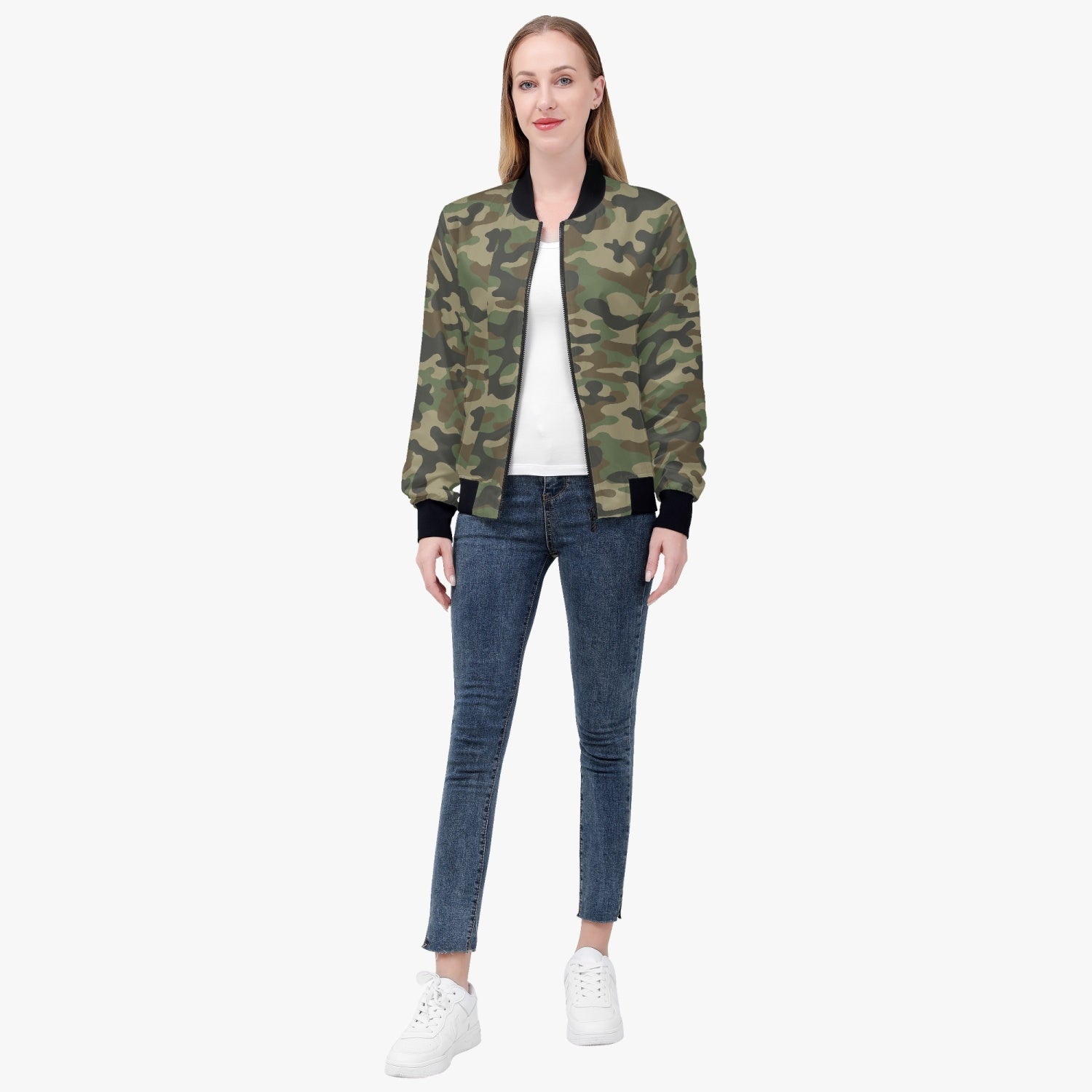 Women's Camo Bomber Jacket | Military Brown Camouflage