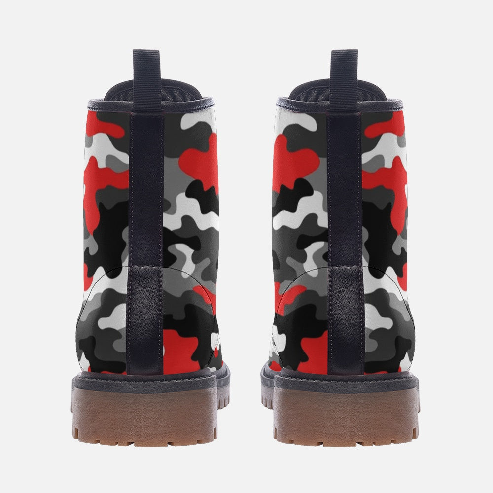 Red Camo Boots | Mixed Gray, Black, and White Leather