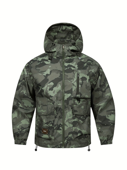 Men's Camouflage Hooded Zip Jacket: Multi-pocket, Loose Fit