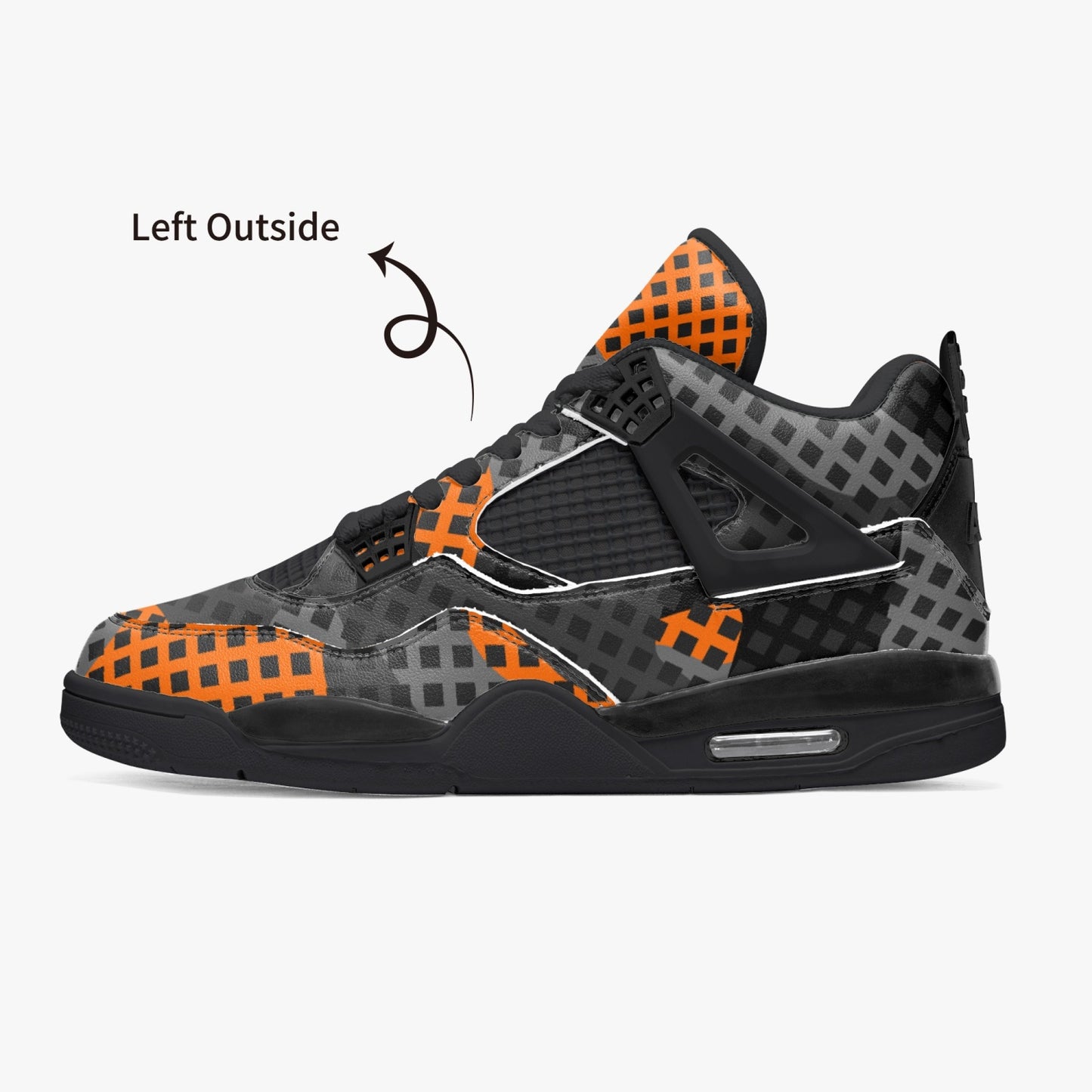 Camo Jordans AJ4 | Orange & Black Pixel Camouflage