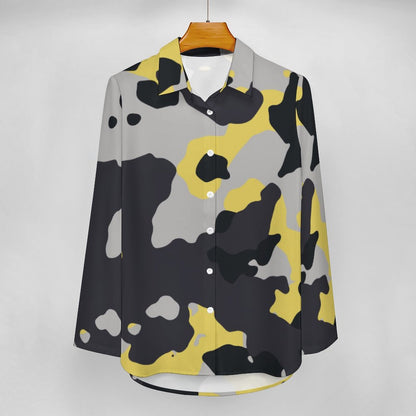 Women's Button-Up Camo Shirt | Yellow, Black & Silver