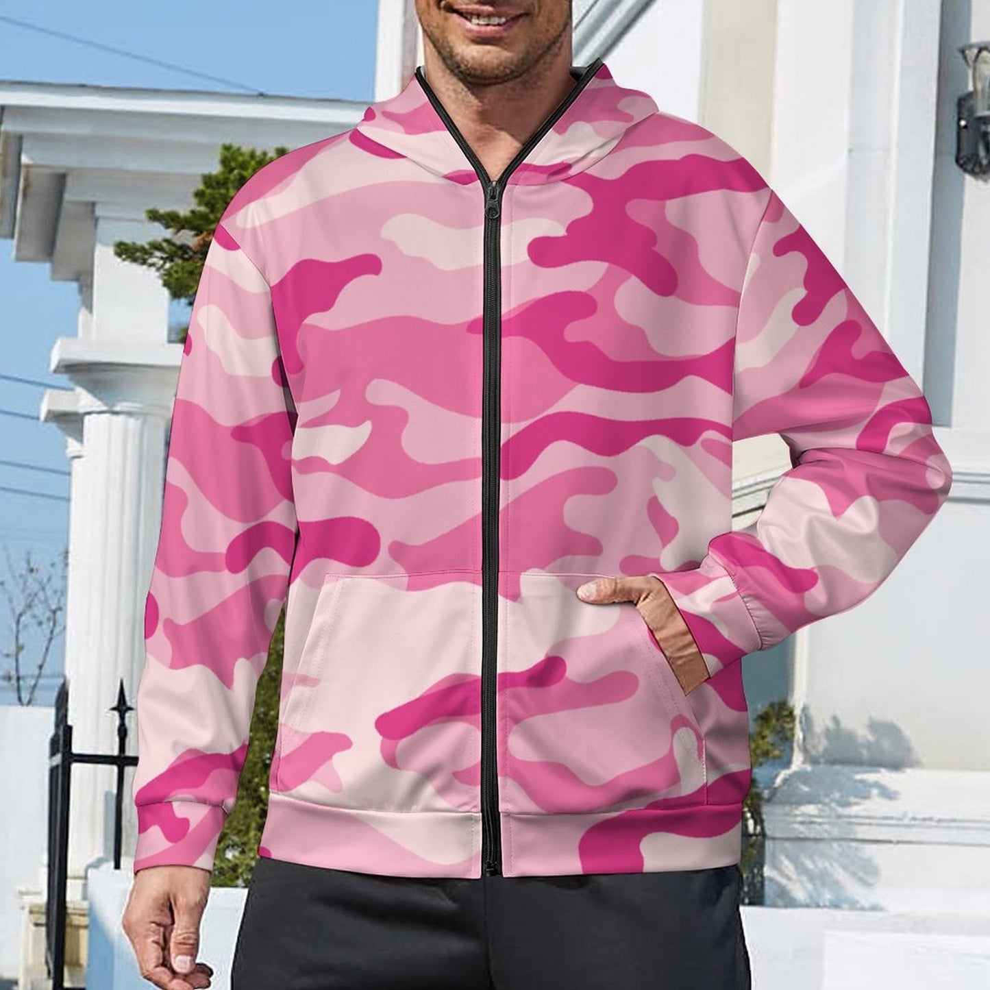 Zip up Camo Hoodie | Lavender Pink Camouflage