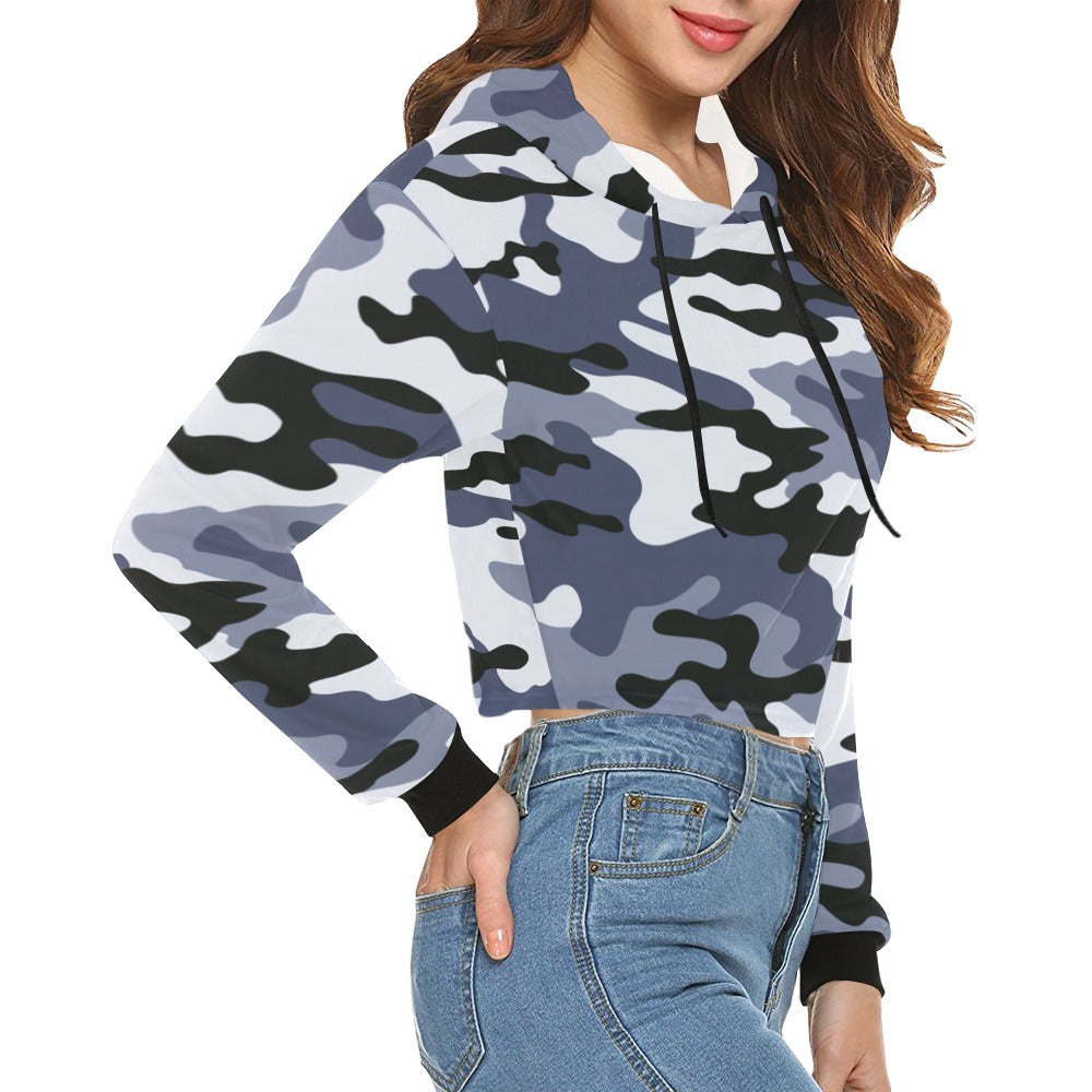 Cropped Camo Hoodie | Tight Fit | Light Blue Camouflage