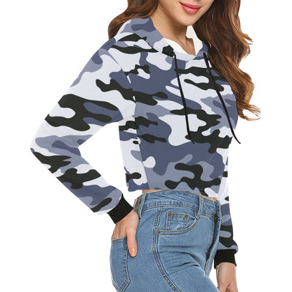 Cropped Camo Hoodie | Tight Fit | Light Blue Camouflage