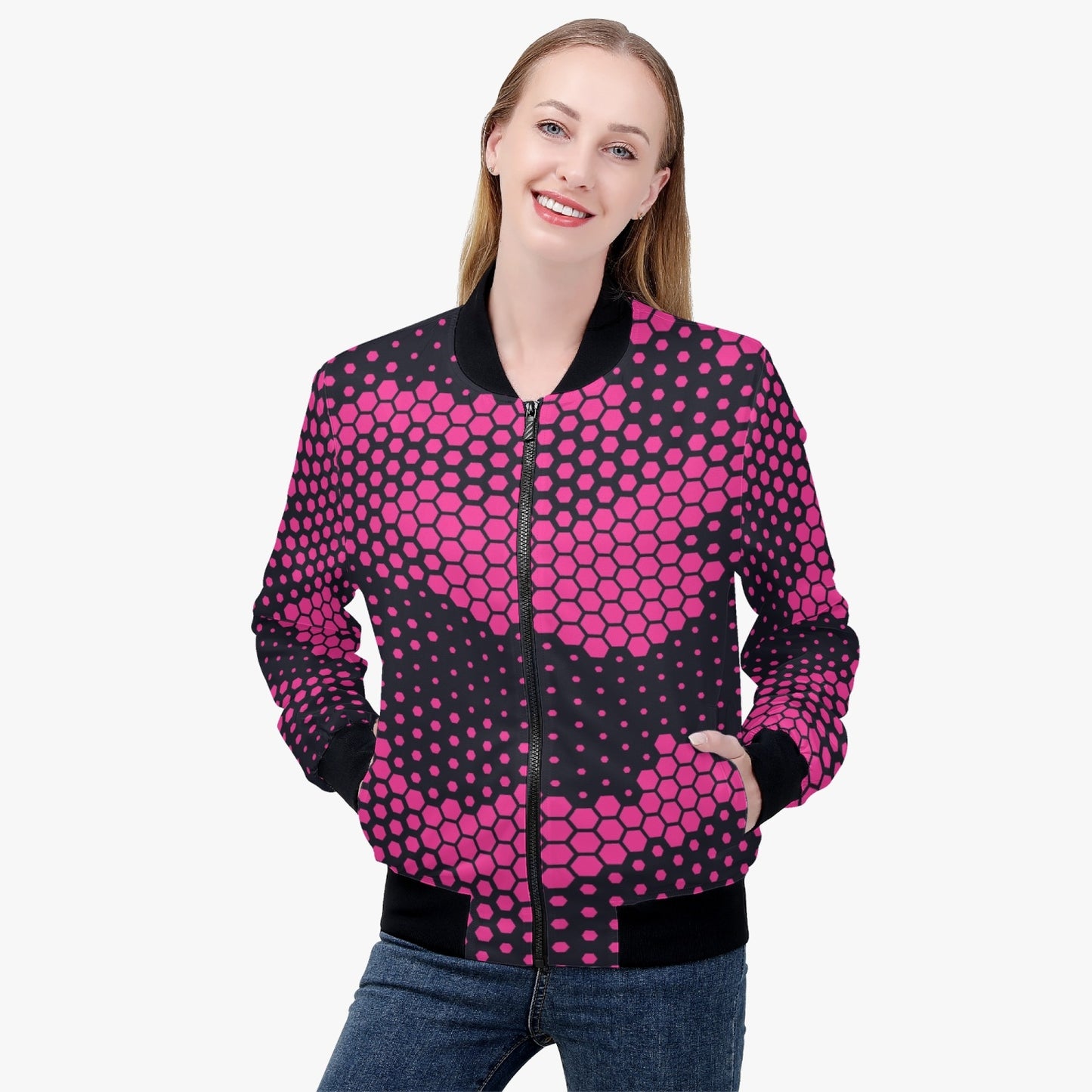 Women's Camo Bomber Jacket | Digital Pink Camouflage