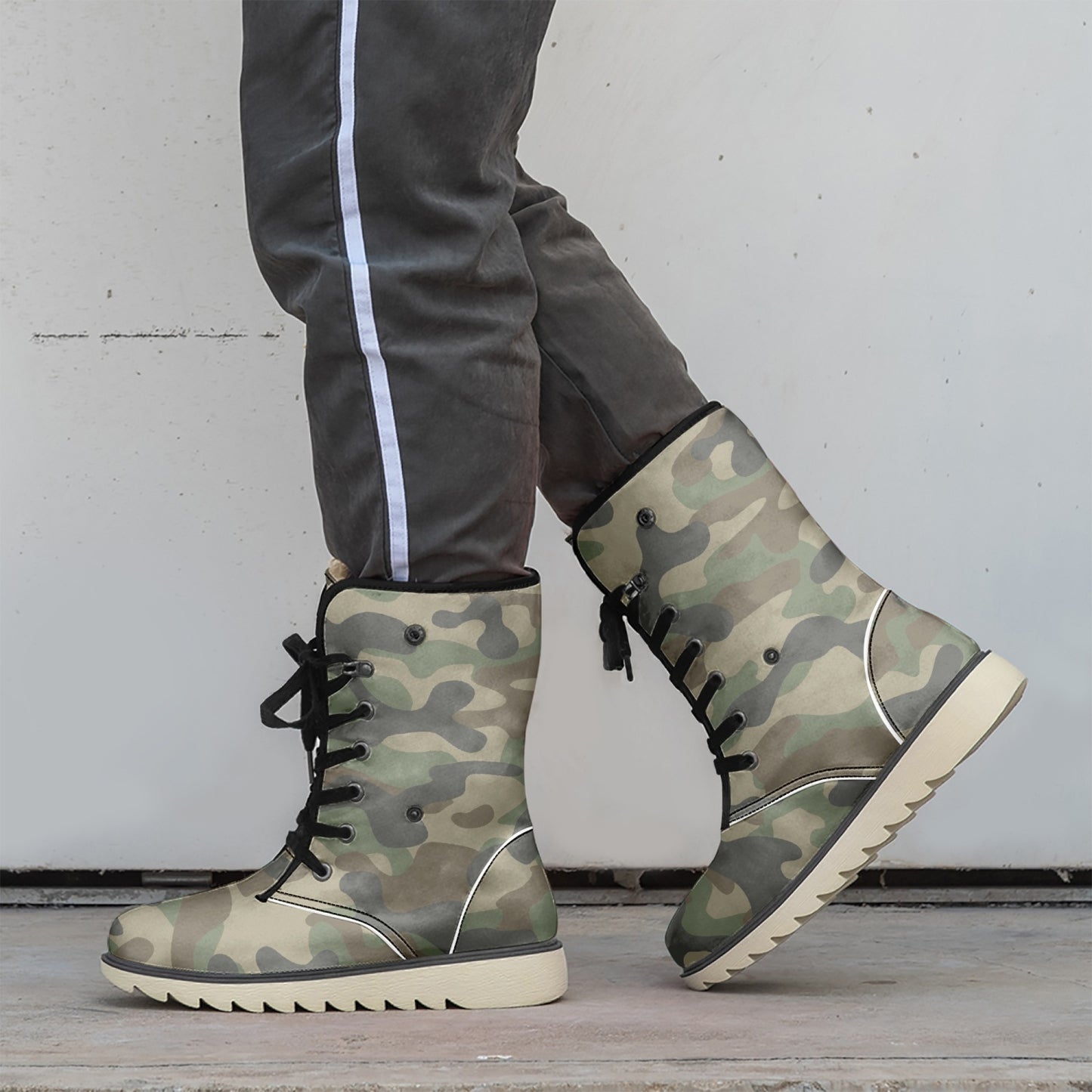 Camo Boots | Military Brown Cotton-Pad Fur Lining