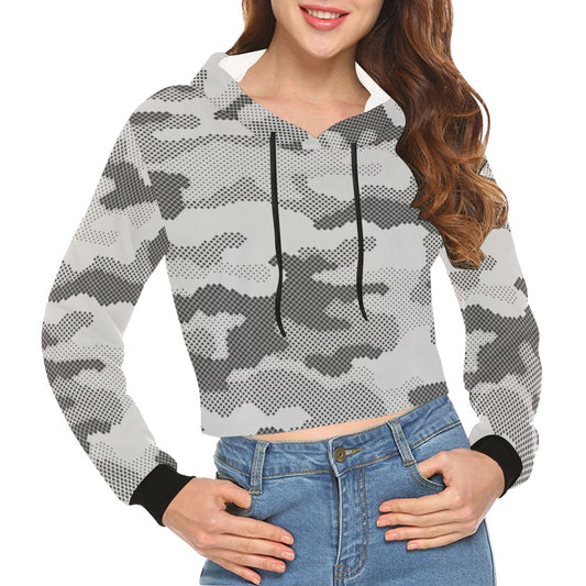 Cropped Camo Hoodie | Tight Fit | Digital Gray Camouflage