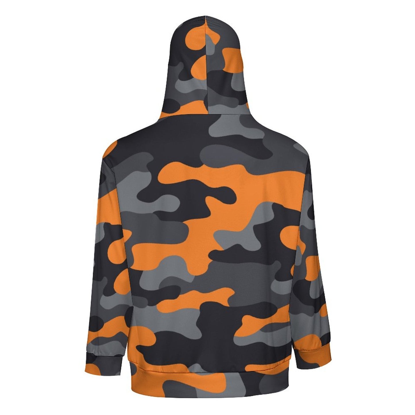 Zip up Camo Hoodie | Orange, Gray & Black Camouflage