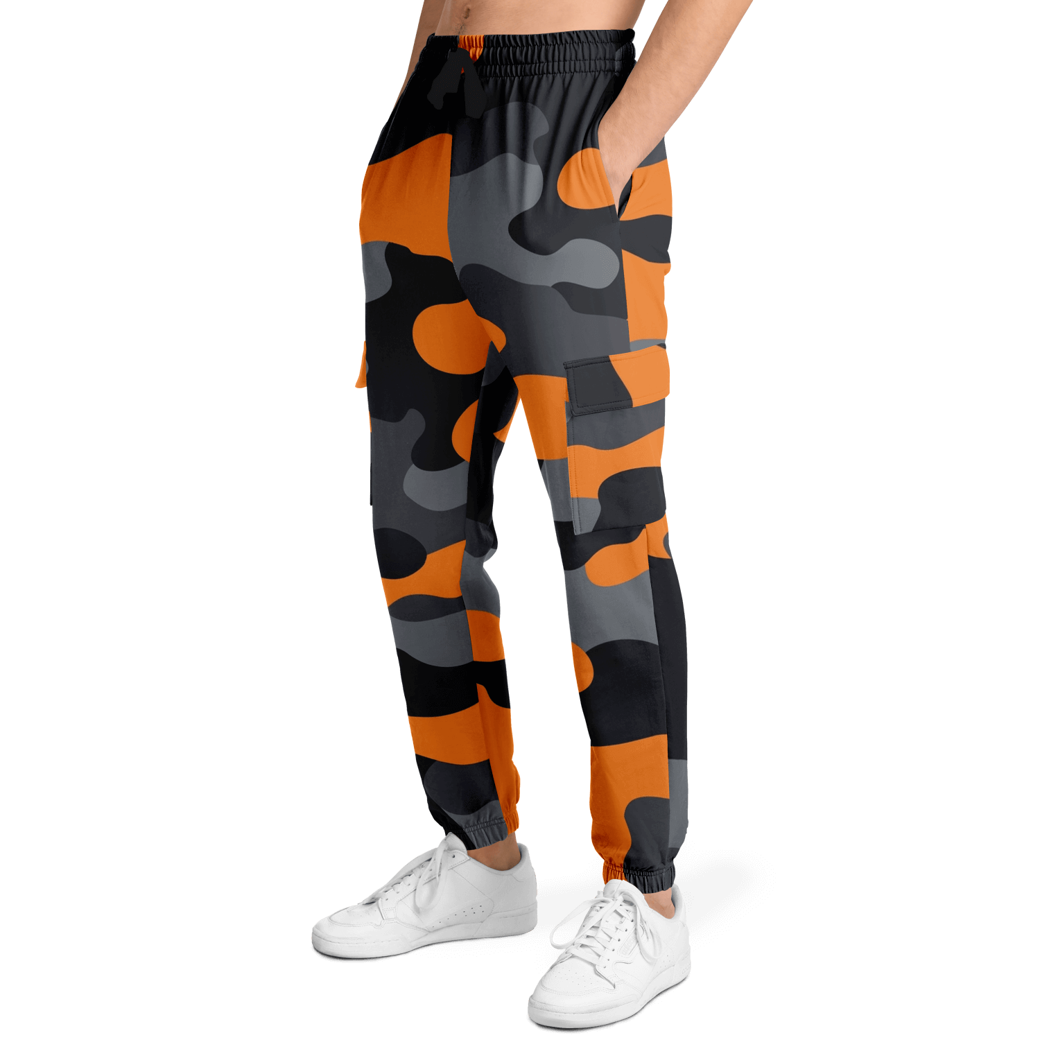 Camo Cargo Pants | Unisex | Orange, Gray & Black Camouflage