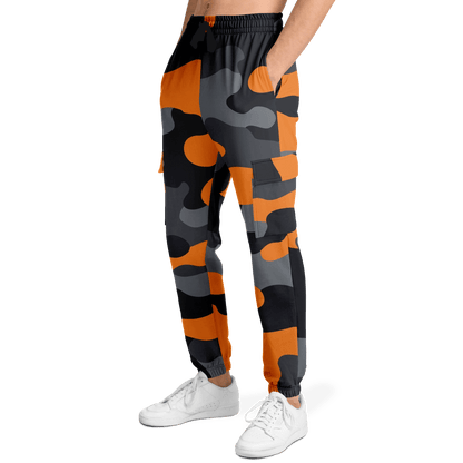 Camo Cargo Pants | Unisex | Orange, Gray & Black Camouflage