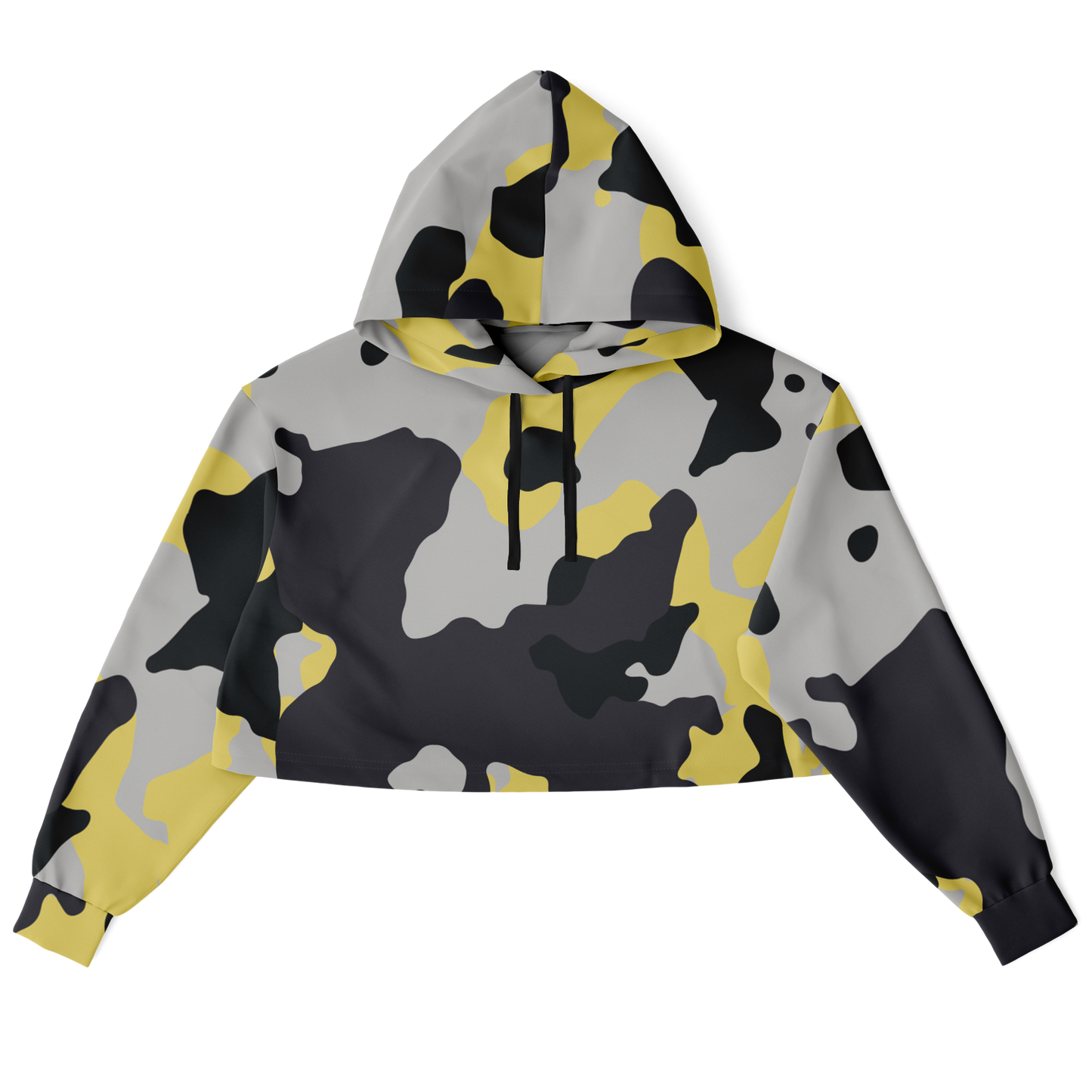 Cropped Hoodie For Women | Yellow, Black & Silver Camouflage