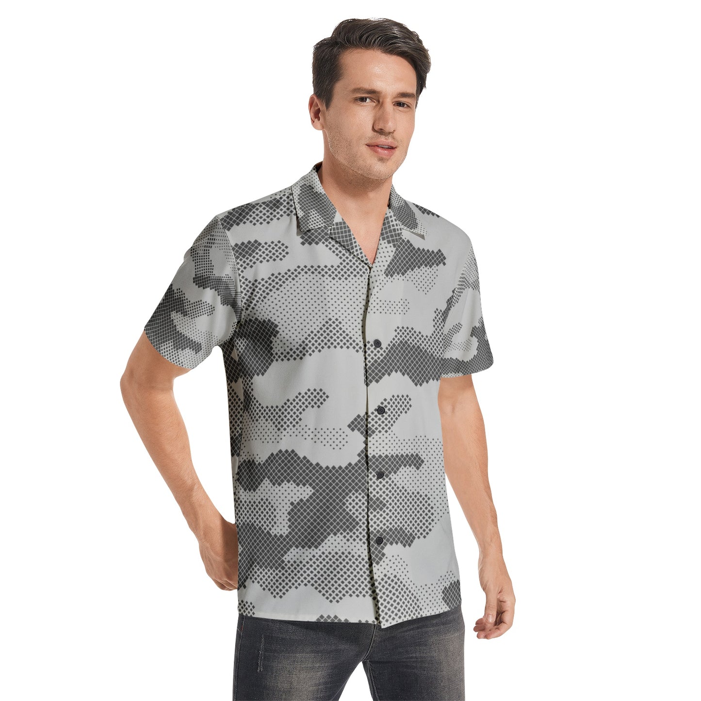 Cotton Camo Shirt For Men | Gray Digital Short-Sleeve