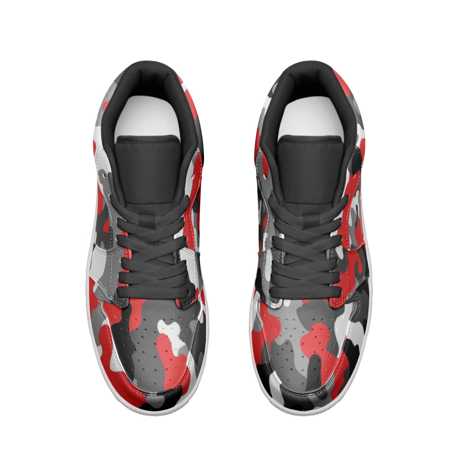 Camo Sneakers | Red, Gray, Black, & White | Low Top Leather