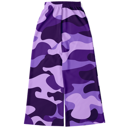 Camo Wide Leg Pants | Purple, Blue & Mauve Camouflage