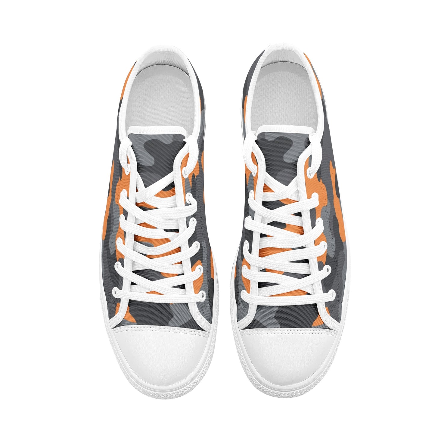 Camo Shoes | Low Top Canvas | Orange, Black, and Gray