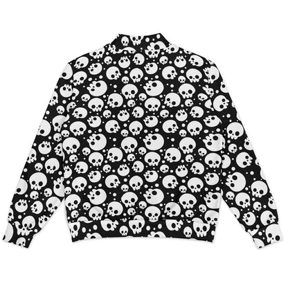 Skulls Baseball Jacket | Black and White | Heavyweight Coat