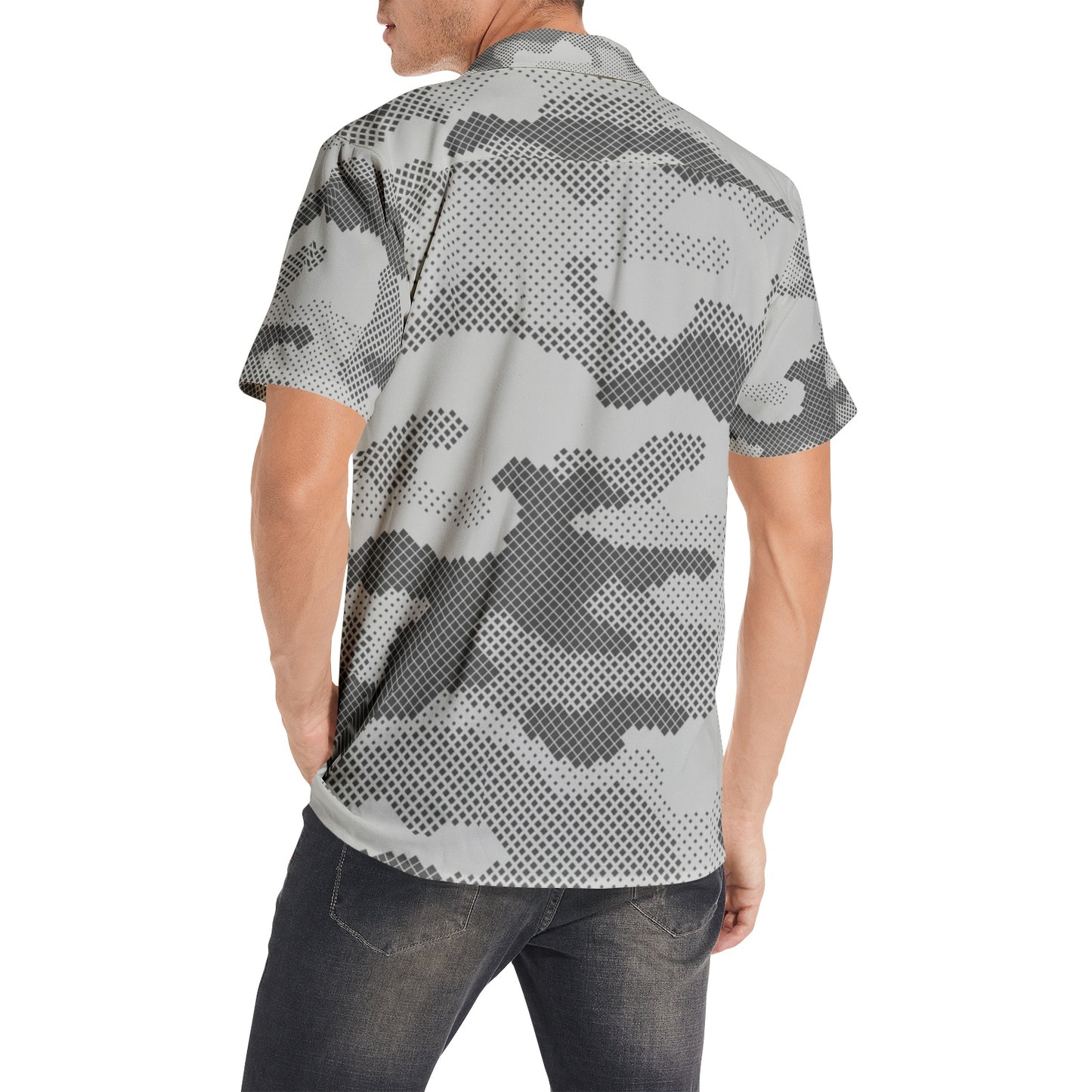 Cotton Camo Shirt For Men | Gray Digital Short-Sleeve