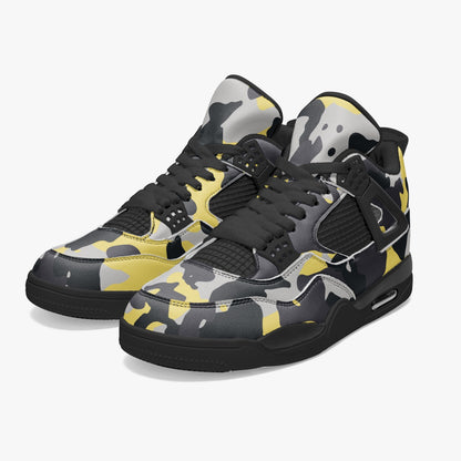 Camo Jordans AJ4 | Yellow, Black and Silver Camouflage